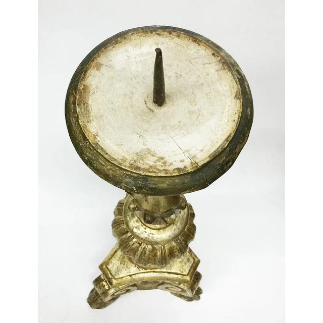 19th century Baroque style candle stand. Baroque style wooden carved gilt painted lacquered surface candle stand Italy....