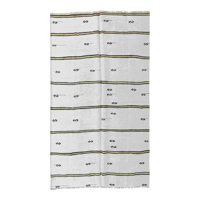 Striped Vintage Turkish Hemp Kilim Rug - 5`0" X 9`0" For Sale