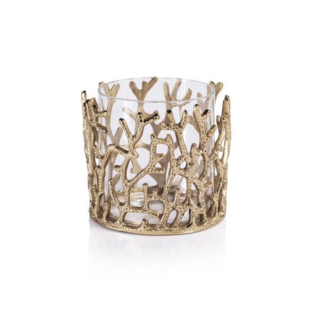 2020s Coral Sea Brass Hurricane with Glass Insert, Gold For Sale - Image 5 of 5