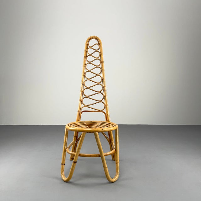 Boho Chic Vitnage High Back Bamboo Char, 1970s For Sale - Image 3 of 7