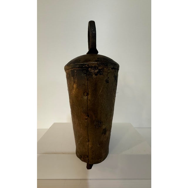 Antique Hand-Forged Iron Cow Bell, Primitive Rustic Farmhouse Decor 7.5” Tall For Sale - Image 9 of 11