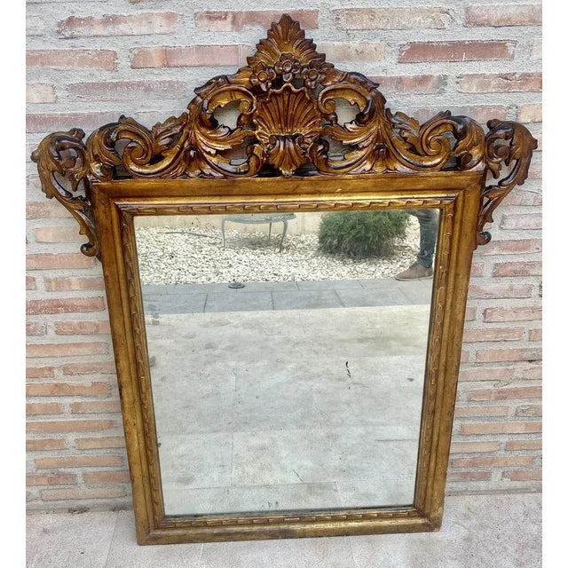 Early 20th Century French Wood Wall Mirror, 1920s For Sale - Image 4 of 12