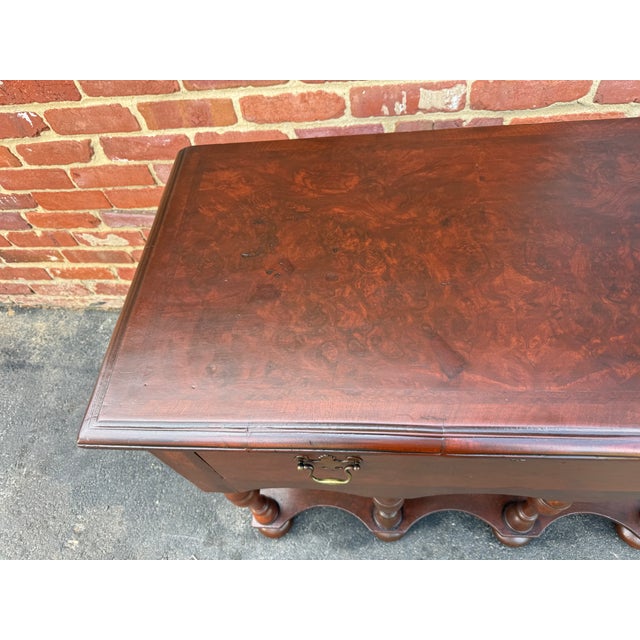 Antique William & Mary Walnut and Burl Walnut Veneer Lowboy Console Table For Sale In Washington DC - Image 6 of 18