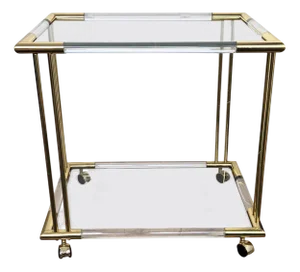 Vintage Italian Two-Tier Acrylic Glass and Glass Dry Bar Cart by Milo Baughman, 1970s