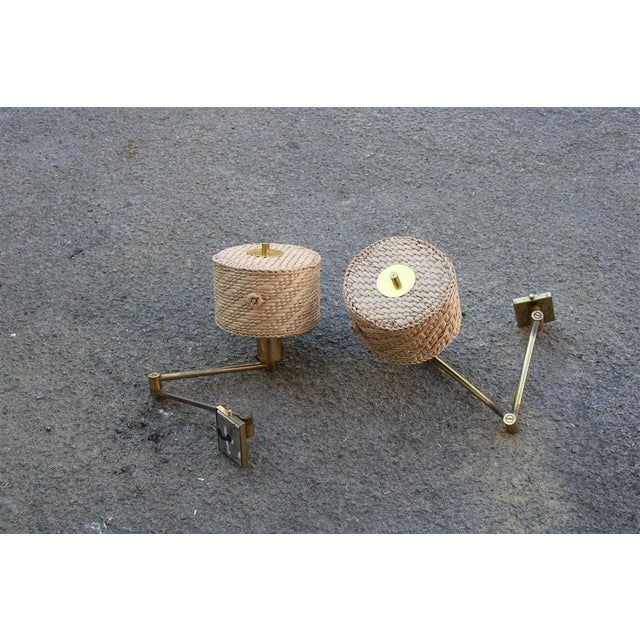 Brass and Straw Bedside Lamps, Italy, 1970s, Set of 2 For Sale - Image 15 of 16