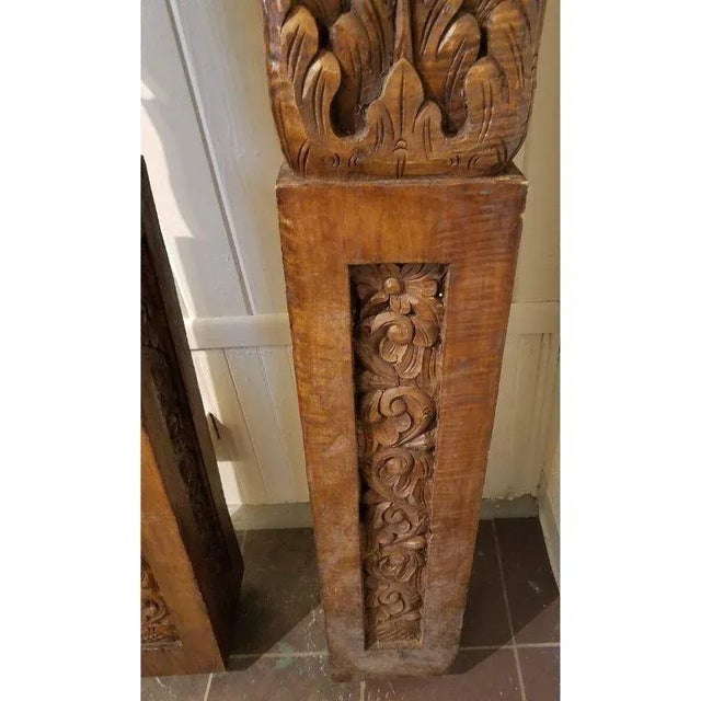 Balinese Carved Teak Columns - a Pair For Sale In Milwaukee - Image 6 of 12