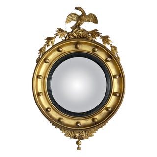 Antique English Convex Mirror, 1800s For Sale