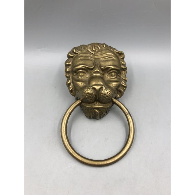 Vintage Door Knocker Lion Head in Brass, 1950s For Sale - Image 17 of 18
