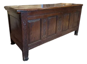 English Renaissance 17th Century Solid Oak Chest Trunk