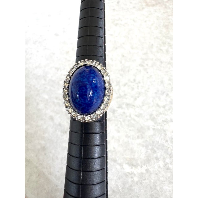 Blue Lapis, 14k Gold Over Sterling Silver Dome Cocktail Ring For Sale - Image 4 of 7