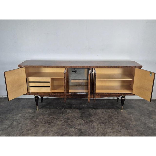 Sideboard in Varnished Burr Walnut with Central Bar, 1950s For Sale - Image 10 of 15