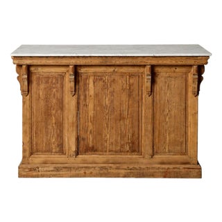 19th Century French Oak and Marble Top Counter For Sale