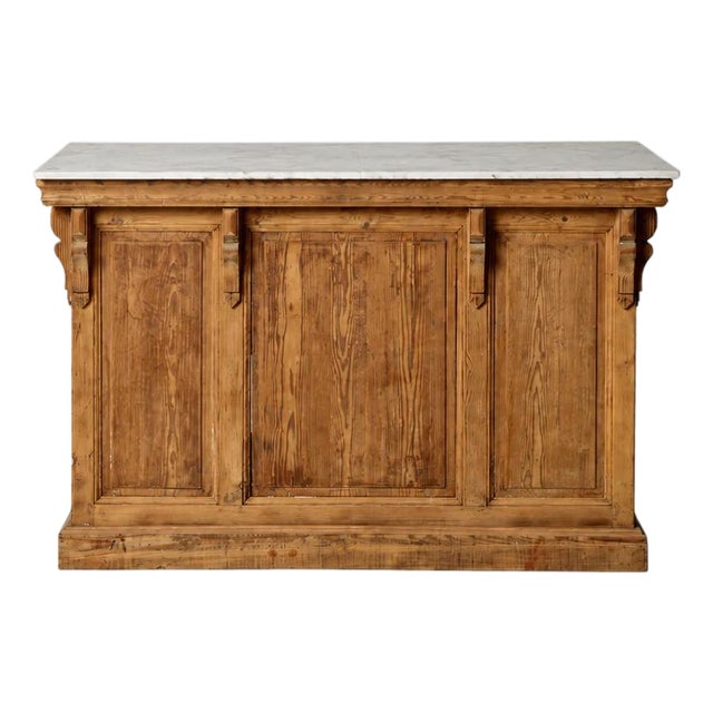19th Century French Oak and Marble Top Counter For Sale