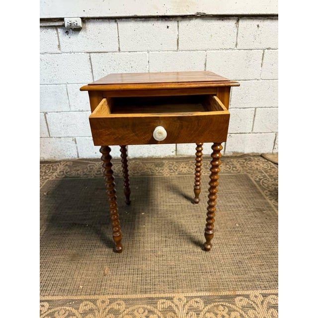 Wood Antique Spool-Turned/Bobbin-Stlye Side Table For Sale - Image 7 of 15