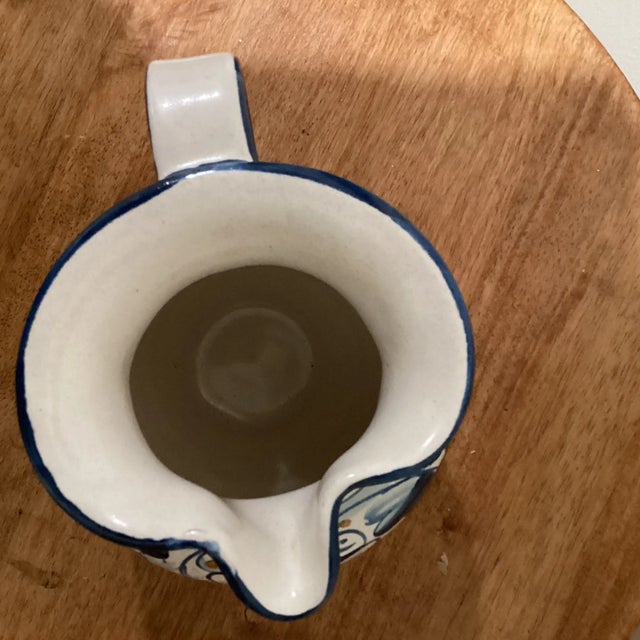 Mid 20th Century Vintage Italian Handmade Hand Painted Blue & White Deruta Siena Ceramica Majolica Water Jug/Wine Pitcher For Sale - Image 5 of 13