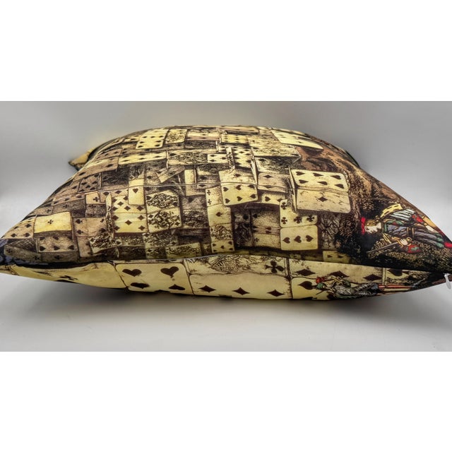 Textile Fornasetti Style House of Cards Silk Down Throw Pillow For Sale - Image 7 of 8