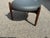 Mid Century Style Round Walnut and Black Leather Ottoman For Sale - Image 9 of 9
