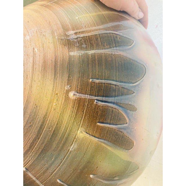 Boho Chic Giant Raku Pottery Vessel For Sale - Image 3 of 10