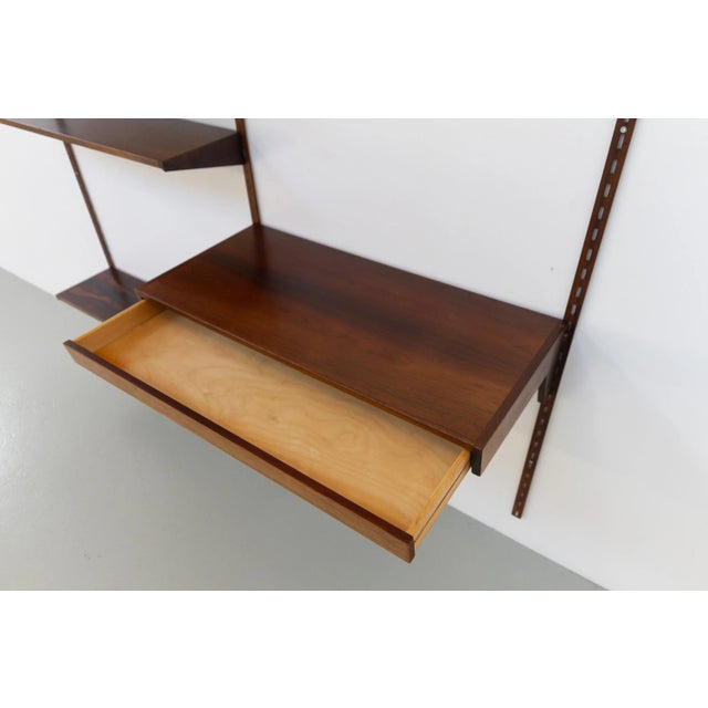 1950s Danish Rosewood 2-Bay Wall Unit with Desk in by Kai Kristiansen for FM Feldballes Møbelfabrik, 1960s For Sale - Image 5 of 18