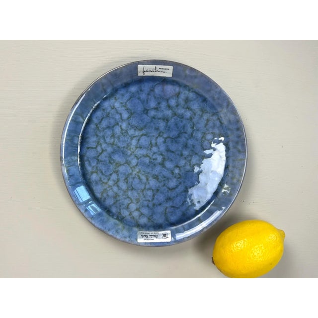 Vintage Italian Studio Pottery Plate, Fabrizio Simone Blue Glaze (19.75 Cm) For Sale - Image 4 of 9