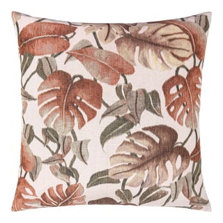 Scalamandre 22" x 22" Rainforest Warp Print Pillow in Terra Cotta For Sale
