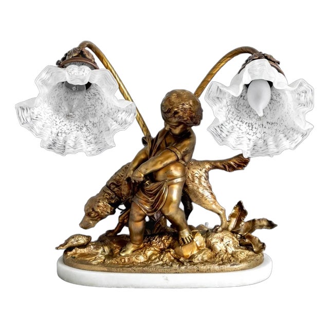 Neoclassical Patinated Bronze Figural Lamp For Sale