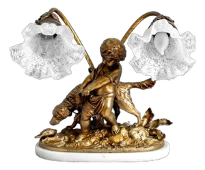 Neoclassical Patinated Bronze Figural Lamp