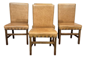English Chairs in Beech and Imitation Leather, 1980s, Set of 4