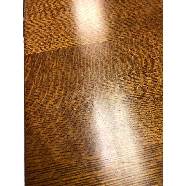 Mid 19th Century Victorian Tiger Oak Heavy Carved Dining Table and 4 Leaves For Sale - Image 11 of 12