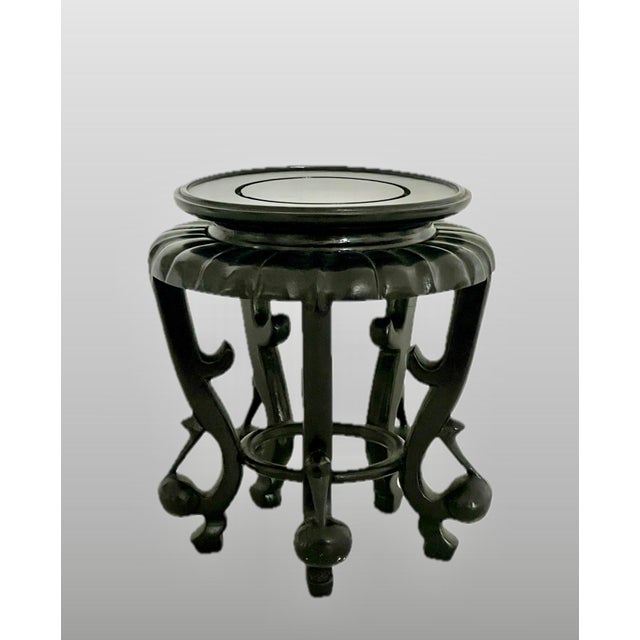 Vintage Chinese Lucky Peach Carved Round Rosewood Display Stand / Pedestal For Sale In Tampa - Image 6 of 7