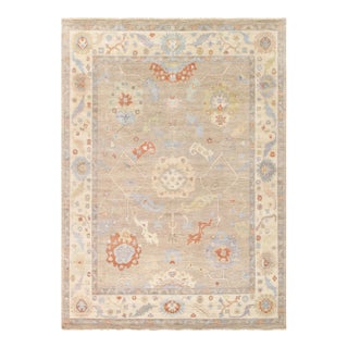 Oushak Wool Beige Area Rug-10' 0'' X 13' 9'' For Sale
