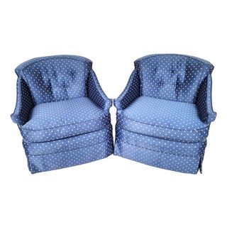 Vintage Hollywood Regency Accent Slipper Armchairs Pair For Sale