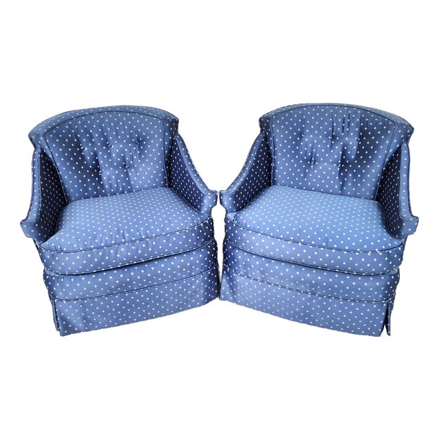 Vintage Hollywood Regency Accent Slipper Armchairs Pair For Sale