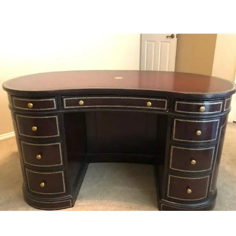 Henredon Trompe l'Oeil Bean Shape Mahogany Desk For Sale - Image 4 of 5