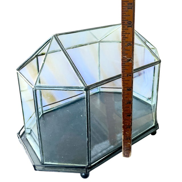 Late 20th Century Vintage Glass & Metal Cloche Style Tabletop Greenhouse / Terrarium For Sale - Image 5 of 7