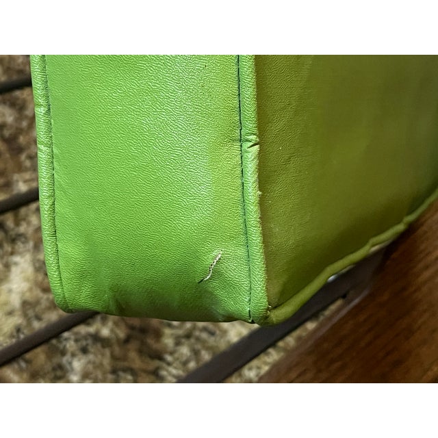 1960s Mid-Century Modern High-Back Avocado Green Vinyl Lounge Chair For Sale - Image 15 of 16