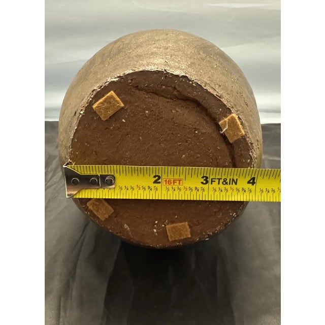 Ceramic Earthenware Pottery Drip Glazed Brown Pear Shaped Bud Vase Vintage MCM For Sale - Image 9 of 9