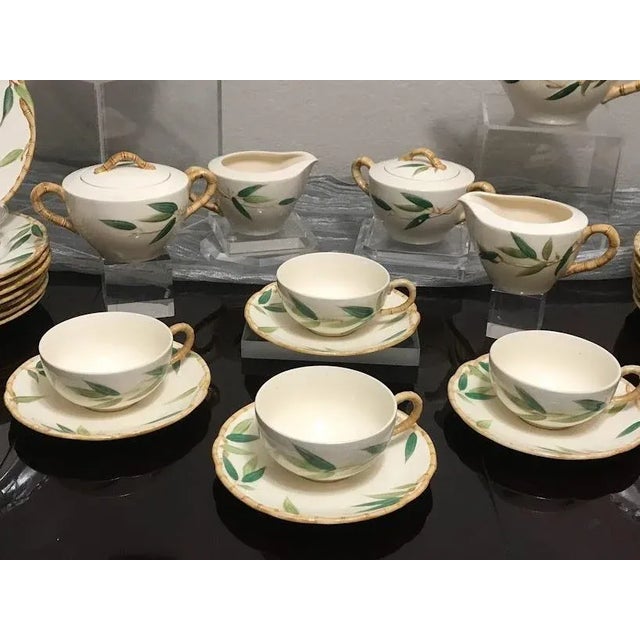 Mid-Century Modern Pristine 42-Pc Mid Century Maruta Ware "Tropicana" Dinnerware Set - Hand Painted Bamboo Art of the Table For Sale - Image 3 of 11