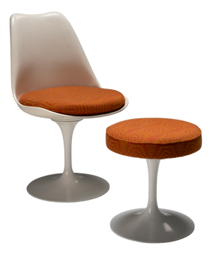 Set of Model 151 Tulip Chair and 152 Ottoman by Eero Saarinen for Knoll, 1980s, Set of 2