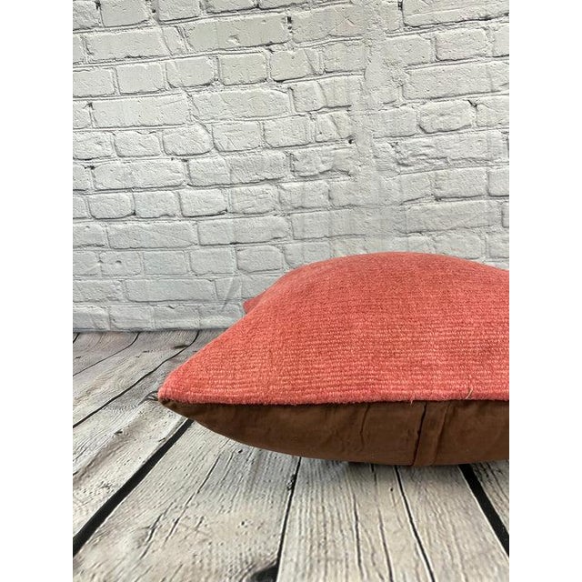 20 x 20 Hemp Pillow Turkish Cushion Natural Pinkish Red Pillow Cushion Cover For Sale - Image 4 of 4