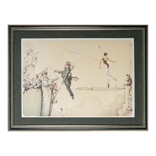 1991 Michael Parkes "Concerti Vivaldi" Artist Hand Signed and Numbered Limited Edition 117/270 Framed and Matted Stone Lithograph For Sale
