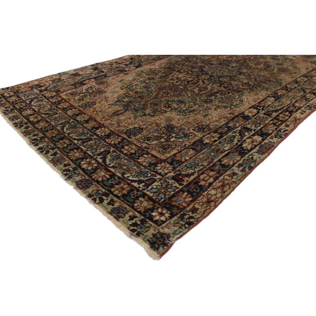 Distressed Antique Persian Kerman Rug - 3'9 X 6'5 For Sale - Image 4 of 11