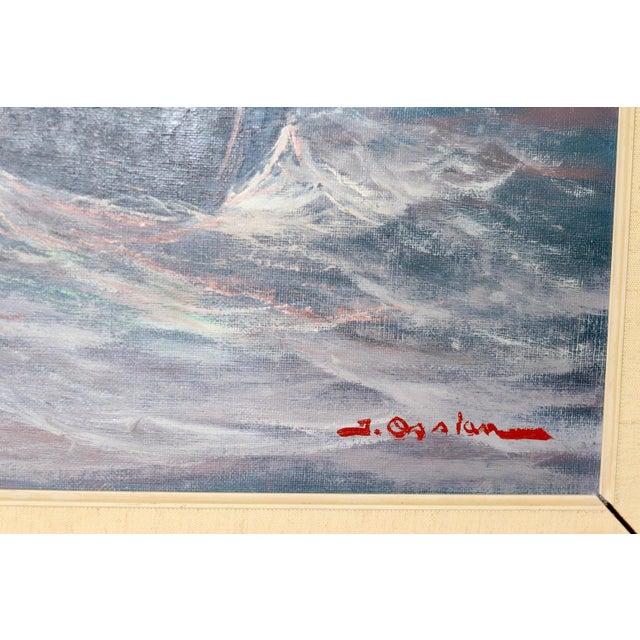 Mid-Century Modern Andersson, Sailing at Sunset, 1950s, Oil, Framed For Sale - Image 3 of 11
