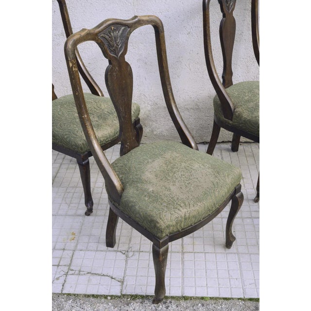 Oak Chairs with Arched Backrests, England, 1870s, Set of 4 For Sale - Image 4 of 9