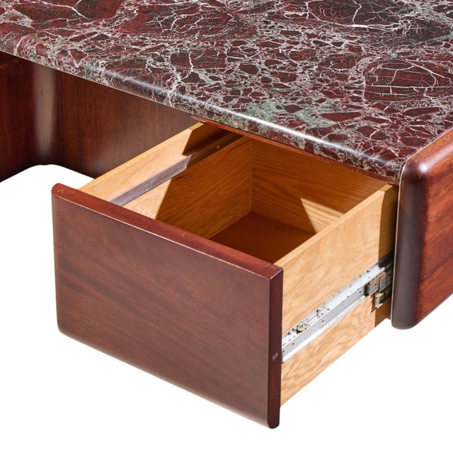 Vladimir Kagan Mid Century Marble Top Executive Desk For Sale - Image 9 of 12