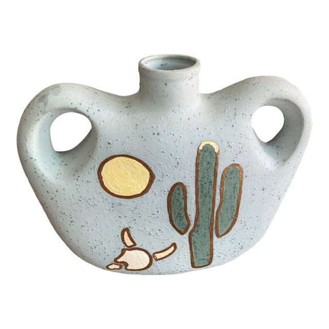 Southwestern Gold Cactus Details Vase For Sale