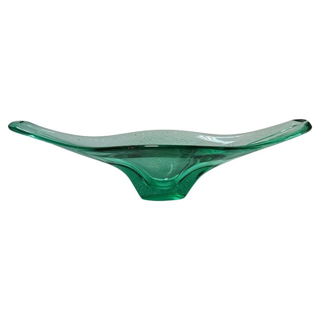 Large Green Murano Glass Bowl Shaped as Gondola, Italy, 1970s For Sale - Image 10 of 10