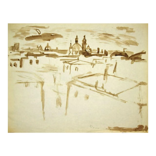 Herta Hausmann, Sight of Rome, Watercolor, Mid-20th-Century For Sale
