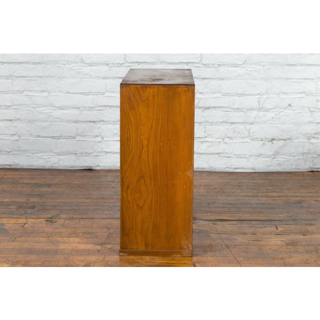 Mid 19th Century 19th Century Japanese Zebra Wood Tansu Chest with Sliding Doors & Open Shelves For Sale - Image 5 of 13