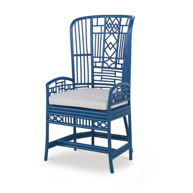 Not Yet Made - Made To Order Riviera Rattan Desk Chair, Navy For Sale - Image 5 of 5